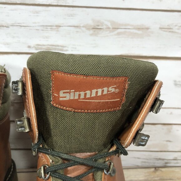 Simms Freestone Wading Fishing Boots Mens Size 8 Leather Felt Bottom Lace Up - Picture 7 of 12